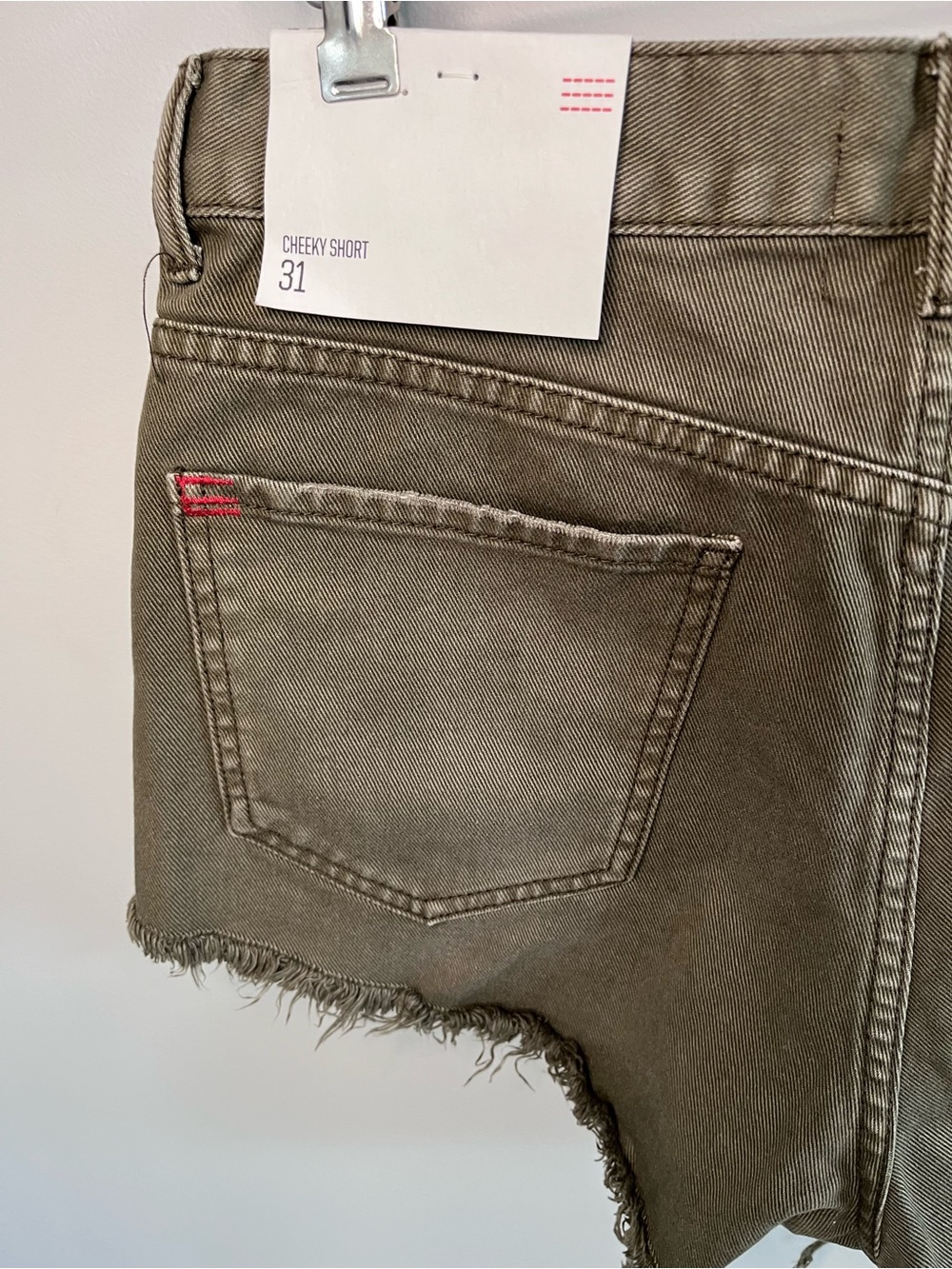 Urban Outfitters BDG Cheeky Short Olive Green High Waisted Frayed Denim 31 - Picture 3 of 6